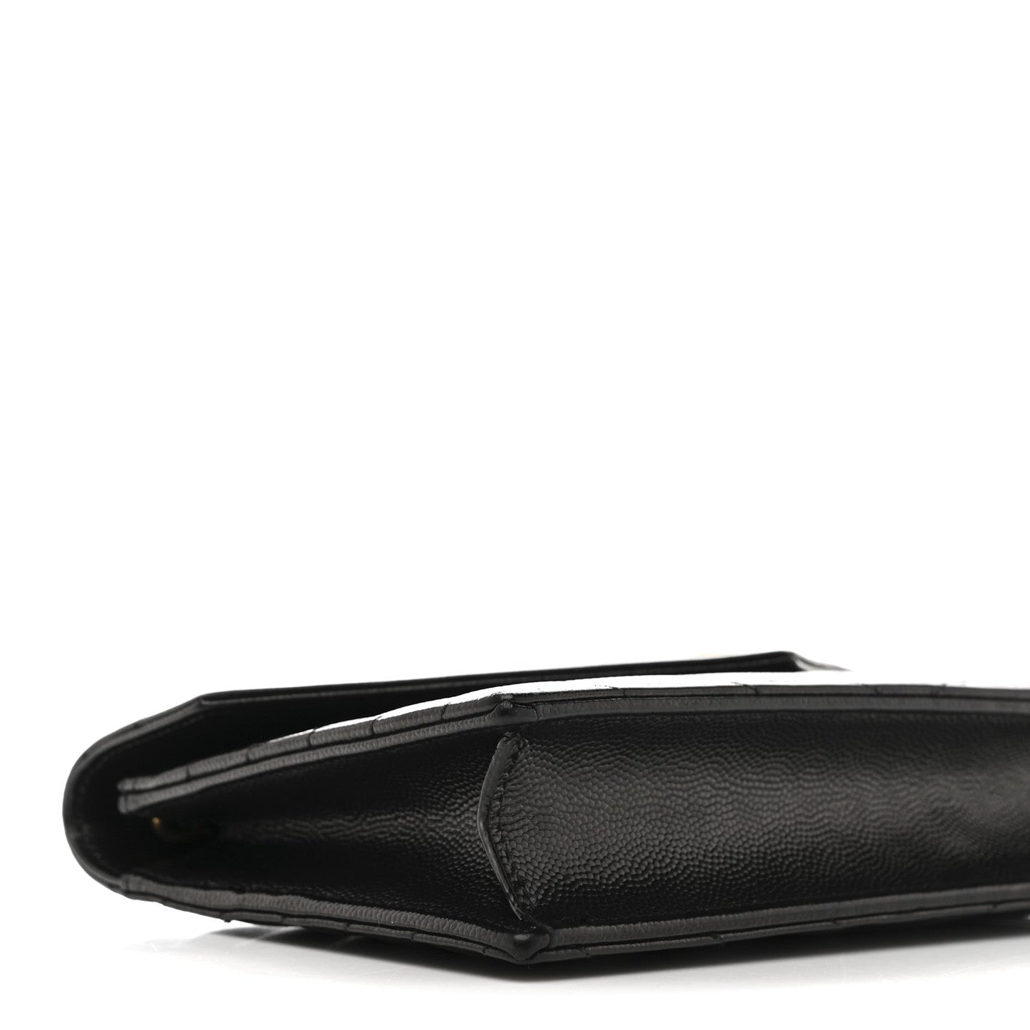 Grain De Poudre Matelasse Chevron Monogram Envelope Chain Wallet Black