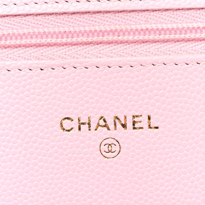 Caviar Quilted Wallet on Chain WOC Light Pink