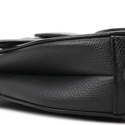 Grained Calfskin Mini Saddle Bag Black