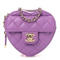 Lambskin Quilted CC In Love Heart Clutch With Chain Purple