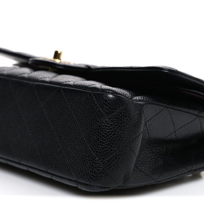 Caviar Quilted Medium Double Flap Black