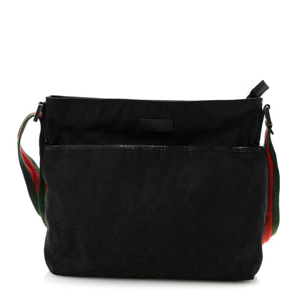 Monogram Web Medium Flat Messenger Bag Black