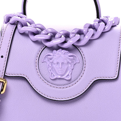 Grained Calfskin Small La Medusa Top Handle Bag Lilac