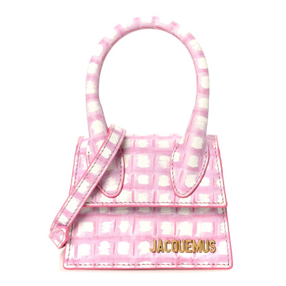 Smooth Calfskin Check Printed Le Chiquito Pink White