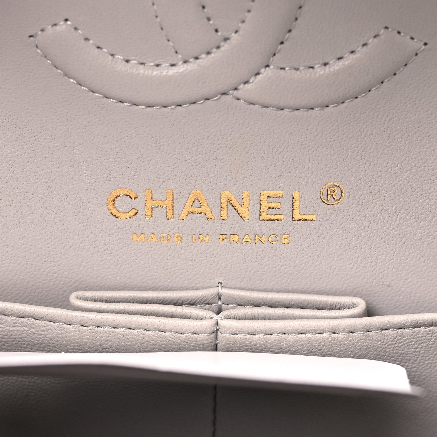 Caviar Quilted Small Double Flap Grey
