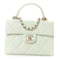 Caviar Quilted Retro Medium Twist Top Handle Clutch Light Green