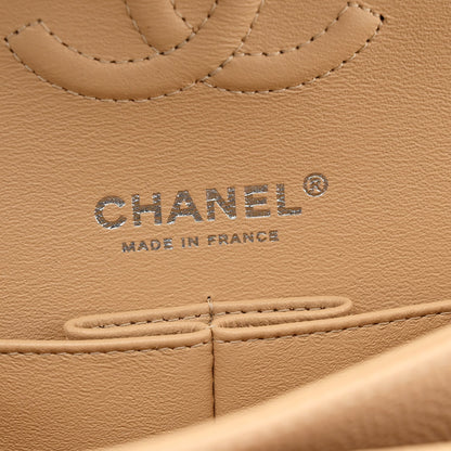 Caviar Quilted Small Double Flap Beige