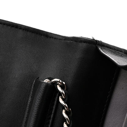 Lambskin Camellia Embossed Wallet On Chain WOC Black