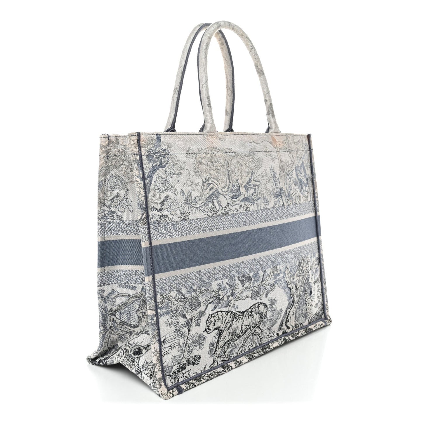 Gradient Canvas Embroidered Large Dioriviera Toile De Jouy Book Tote Blue