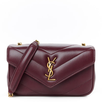 Lambskin Chevron Quilted Mini Loulou Rouge Cabernet