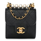 Lambskin Quilted Chic Pearls Flap Black