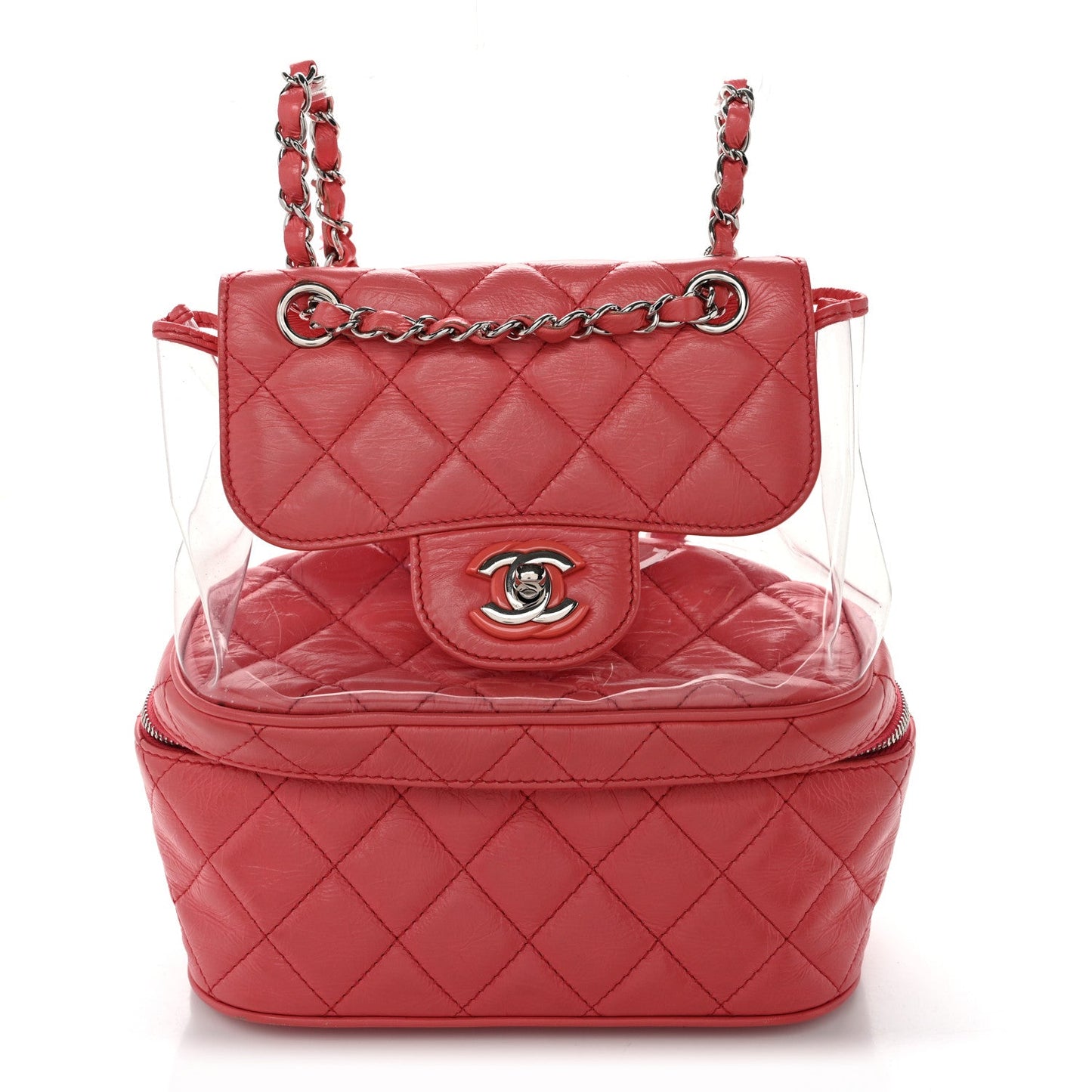 Crumpled Calfskin PVC Quilted Backpack Pink