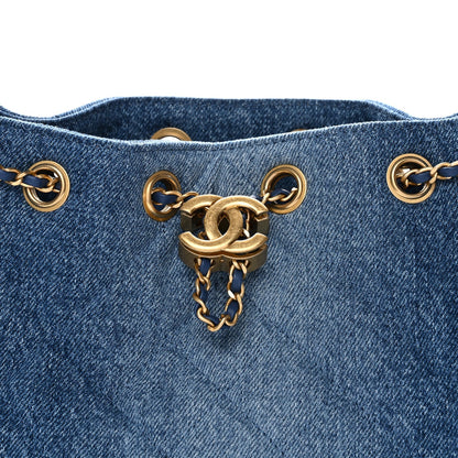 Washed Denim Quilted Mini Chanel 25 Handbag Blue