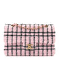 Tweed Quilted Small Double Flap Pink Black