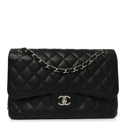 Caviar Quilted Jumbo Double Flap Black