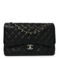 Caviar Quilted Jumbo Double Flap Black