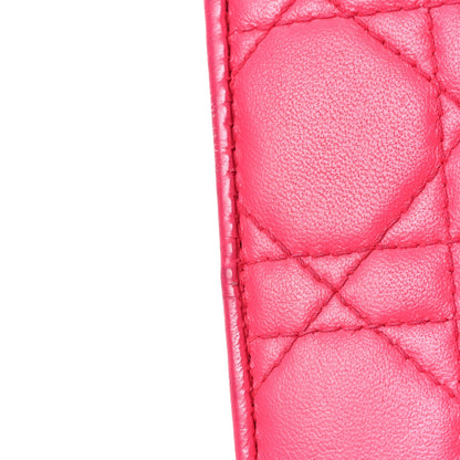 Lambskin Cannage Lady Dior Rendezvous Wallet On Chain Fuchsia