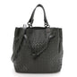 Nappa Intrecciato Drawstring Bucket Bag Grey