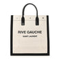 Linen Calfskin Rive Gauche North South Tote White Black