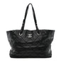 Glazed Calfskin Large On The Road Tote Black