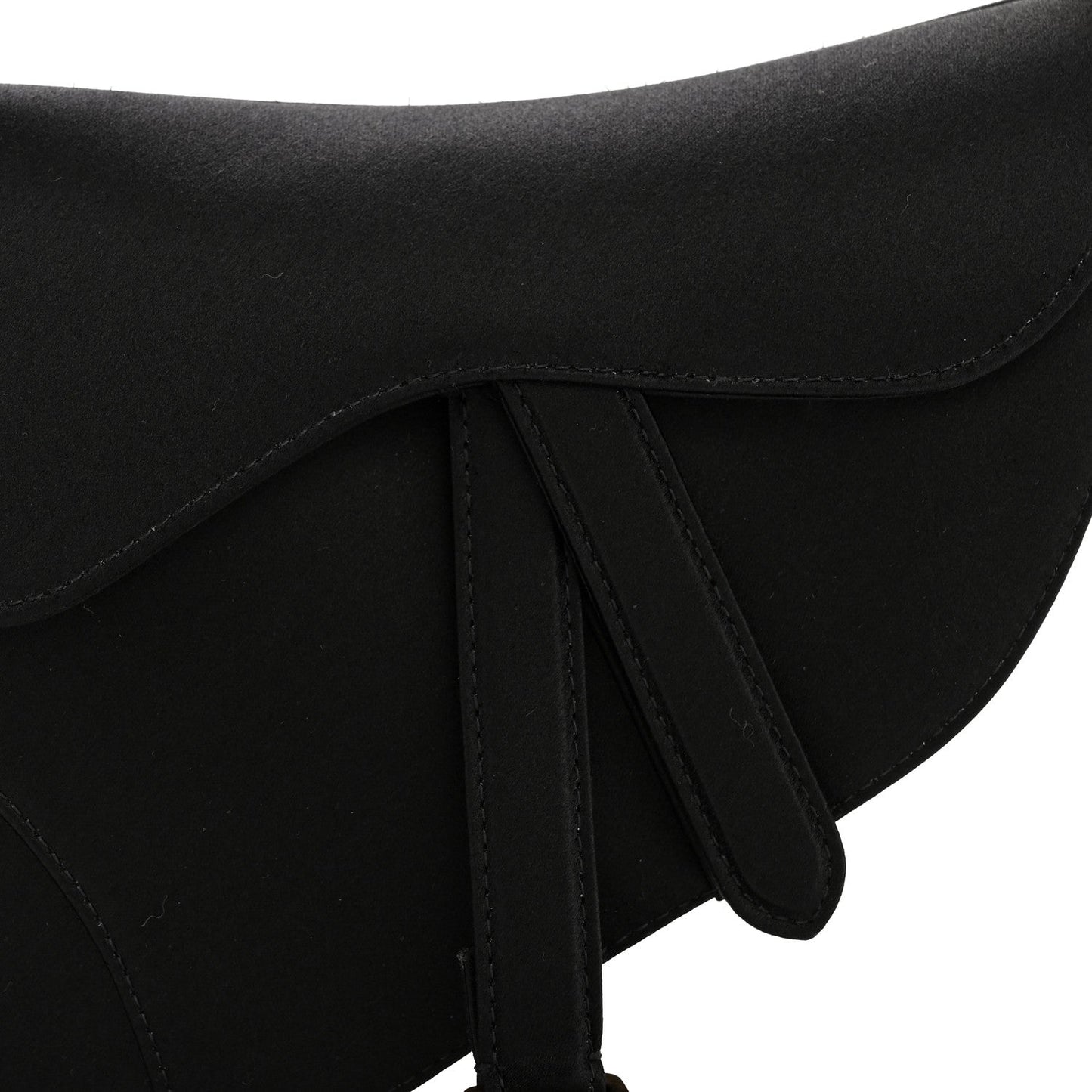 Satin Crystal Mini Saddle Bag Black