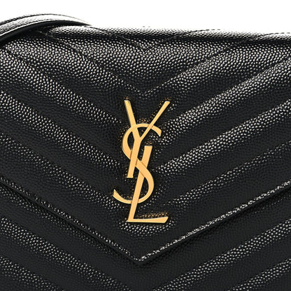 Grain De Poudre Matelasse Chevron Monogram Envelope Chain Wallet Black
