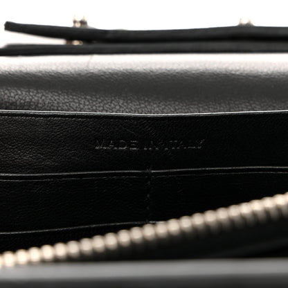Calfskin Crocodile Embossed Cassandre Wallet On Chain WOC Black