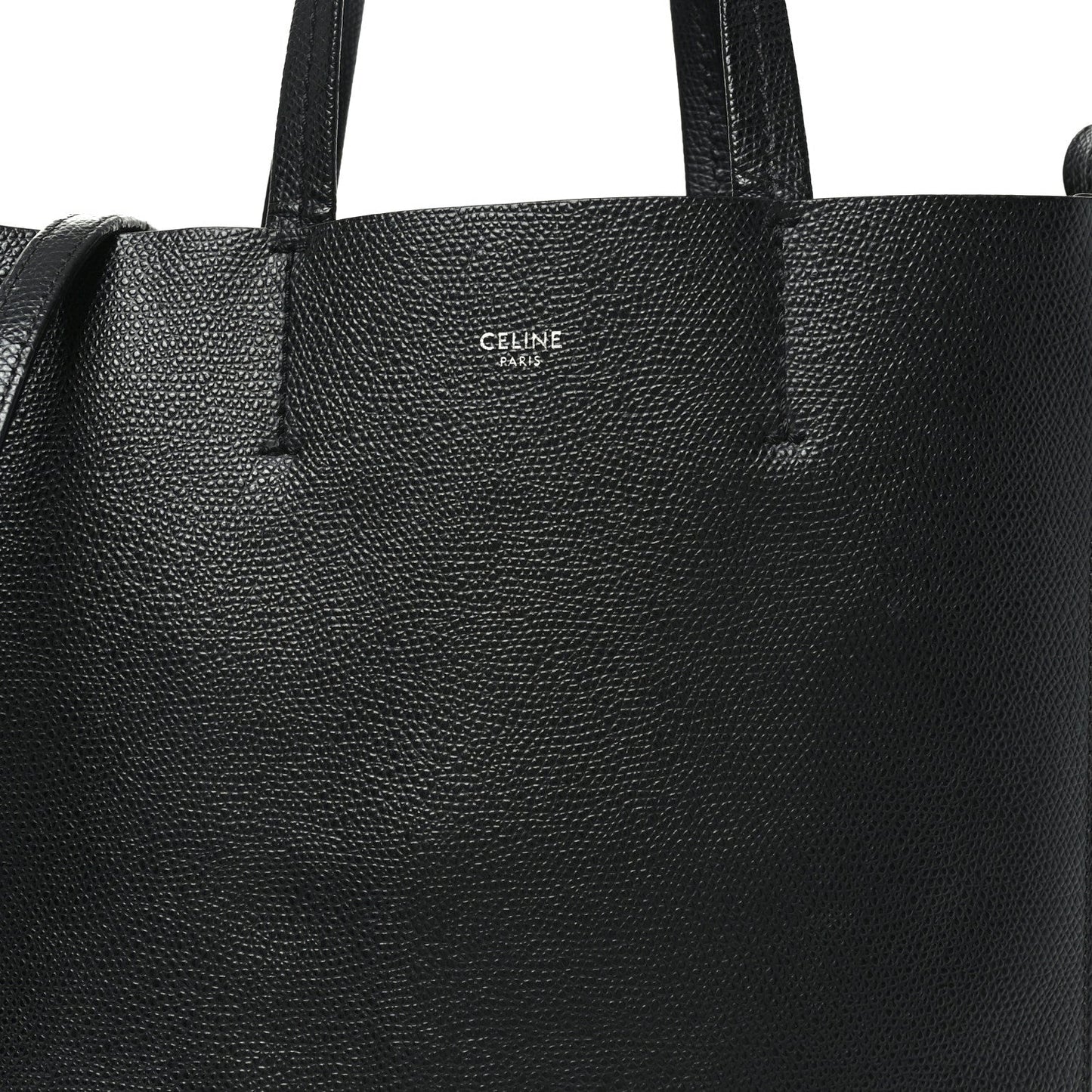 Grained Calfskin Small Vertical Cabas Black