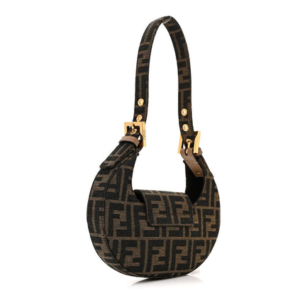 Fabric Jacquard FF 1974 Mini Cookie Hobo Bag Tobacco Moro
