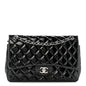 Patent Quilted Jumbo Double Flap Black