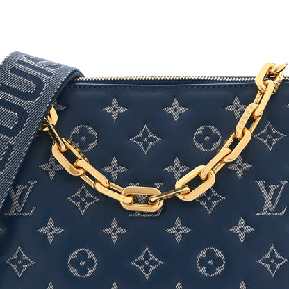 Lambskin Embossed Monogram Coussin PM Denim Blue