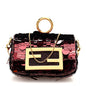 Sequin Paillettes Shiny Nappa Sex and the City Nano Maxi Buckle Baguette Charm Granata
