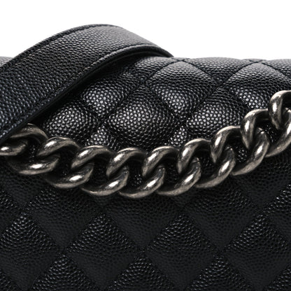 Caviar Quilted Small Boy Flap Black