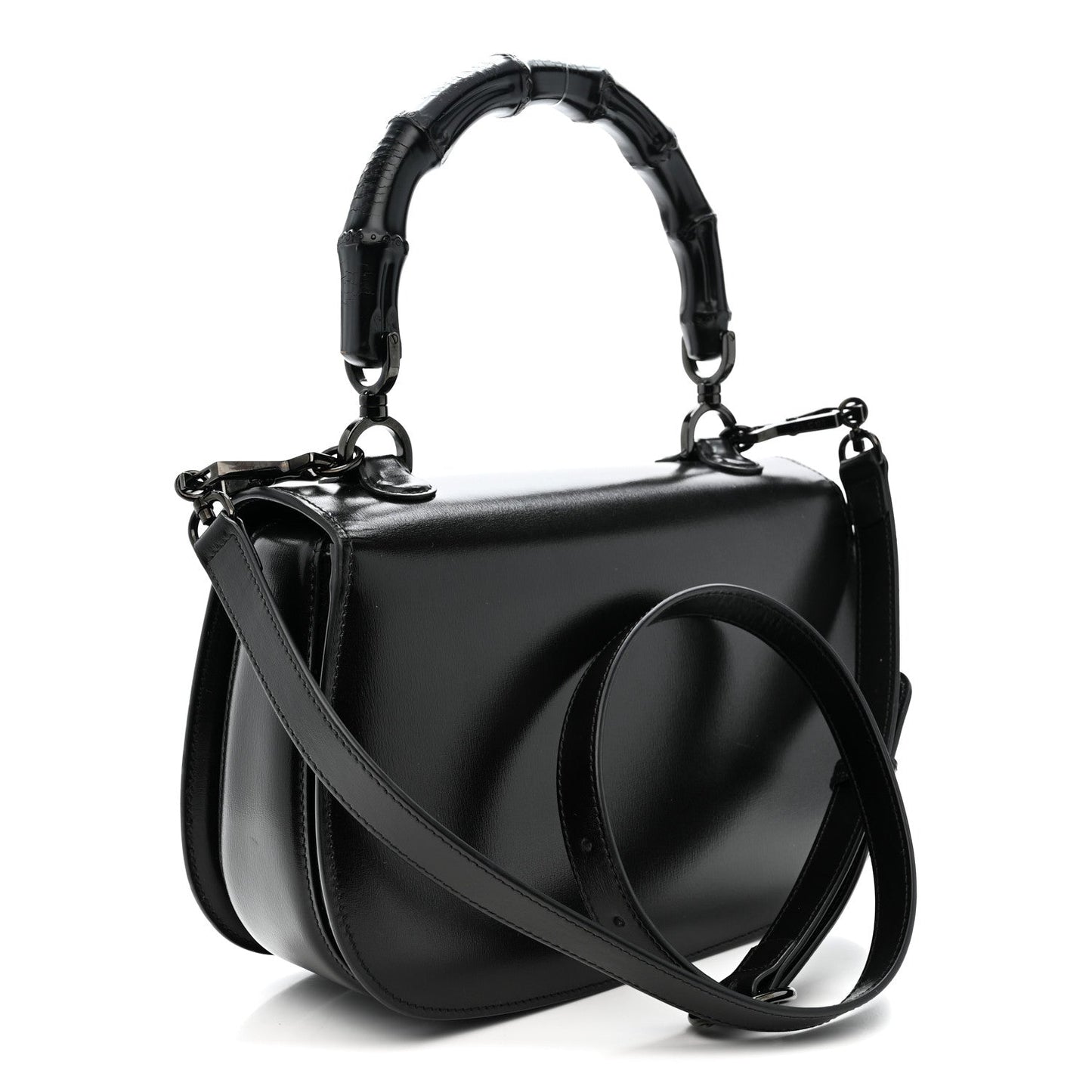 Boarded Dyana Lux Calfskin Web Monochrome Medium Bamboo 1947 Top Handle Bag Black