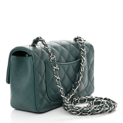 Caviar Quilted Mini Rectangular Flap Dark Turquoise