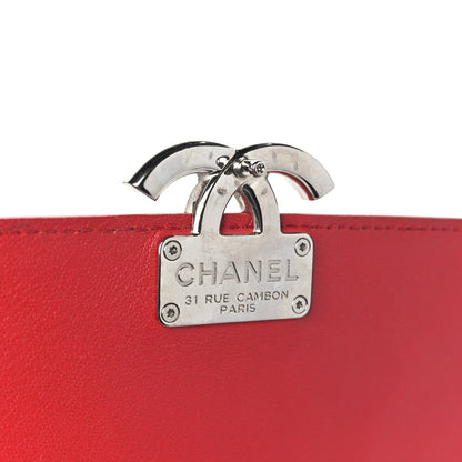Caviar Quilted Small CC Box Top Flap Red