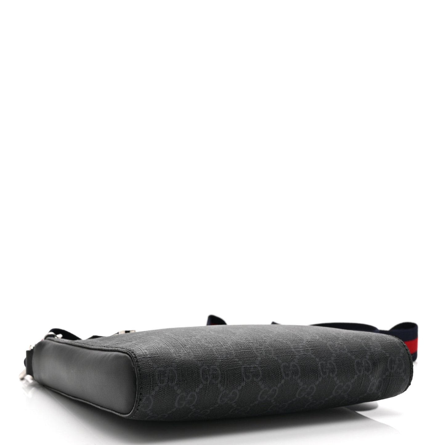 GG Supreme Monogram Web Small Flat Messenger Bag Black Grey