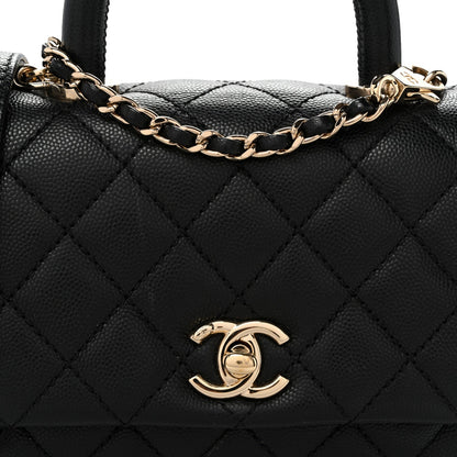 Caviar Quilted Extra Mini Coco Handle Flap Black