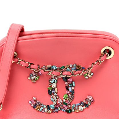 Lambskin Crystal Strass Mania Camera Case Pink