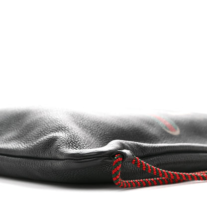Calfskin Logo Drawstring Backpack Black