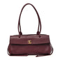 Grained Calfskin Stitched Urban Essentials Small Shopping Bag Burgundy