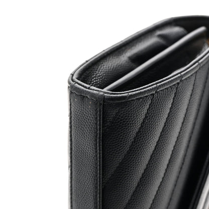 Grain De Poudre Matelasse Chevron Monogram Chain Wallet Black