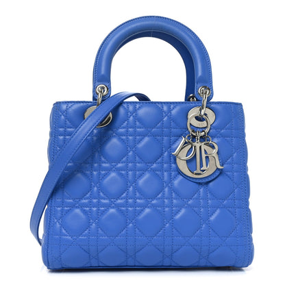 Lambskin Cannage Medium Lady Dior Blue Persan