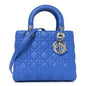 Lambskin Cannage Medium Lady Dior Blue Persan