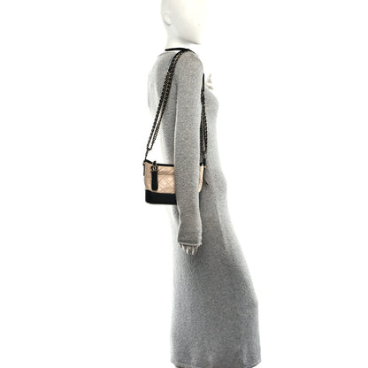 Aged Calfskin Quilted Small Gabrielle Hobo Beige Black