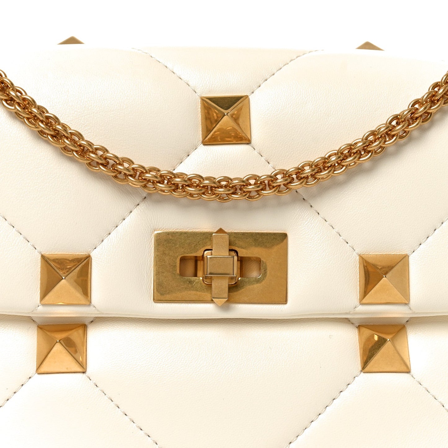 Nappa Large Roman Stud Shoulder Bag Ivory