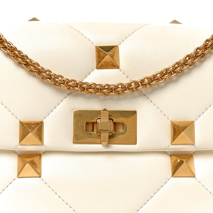 Nappa Large Roman Stud Shoulder Bag Ivory