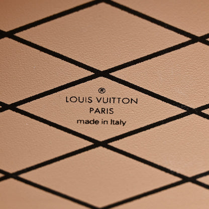 Lambskin Embossed Monogram Petite Malle Brown White