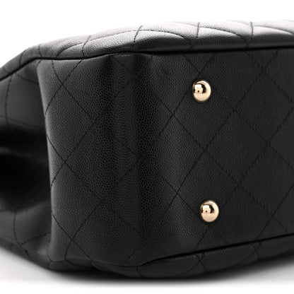 Caviar Quilted Large Shopping Tote Black