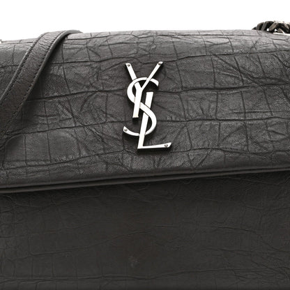 Calfskin Crocodile Embossed Medium West Hollywood Monogram Fold-Over Earth